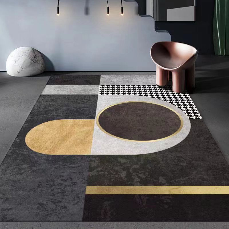 Gorgeous Geometric Rug Polyester Gray Rug Tear Resistant Rug for Living Room