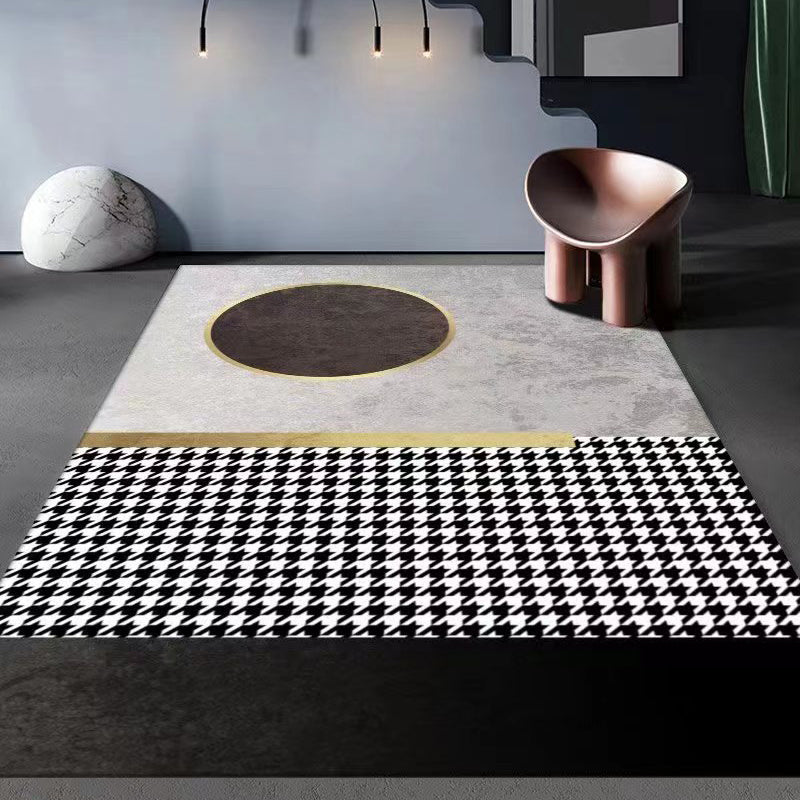 Gorgeous Geometric Rug Polyester Gray Rug Tear Resistant Rug for Living Room