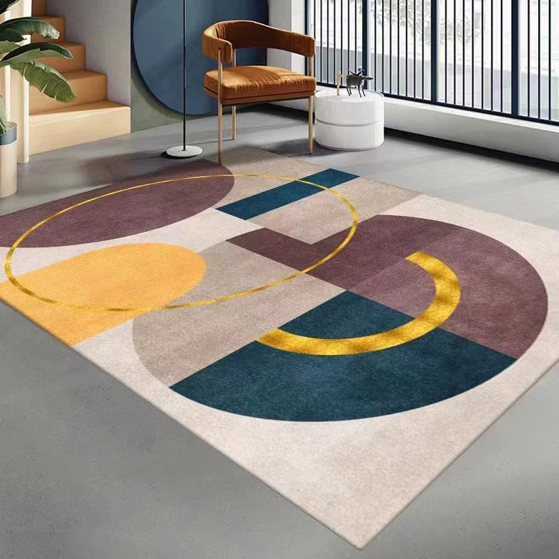 Gorgeous Geometric Rug Polyester Gray Rug Tear Resistant Rug for Living Room