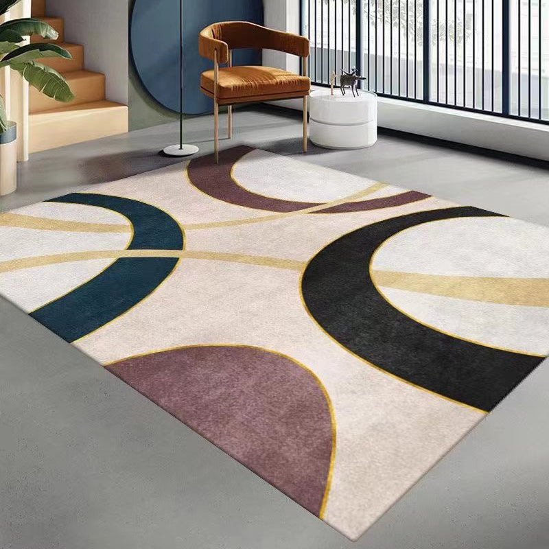 Gorgeous Geometric Rug Polyester Gray Rug Tear Resistant Rug for Living Room