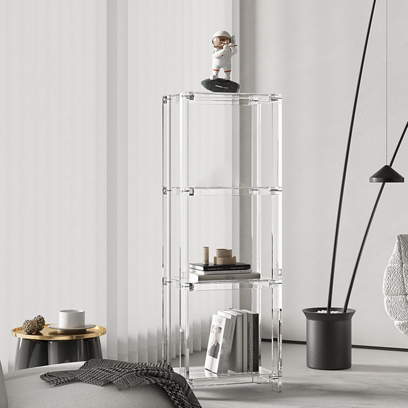 Contemporary Open Back Standard Bookshelf Acrylic Bookcase with Shelves