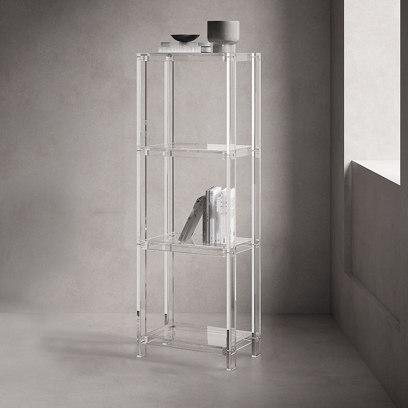 Contemporary Open Back Standard Bookshelf Acrylic Bookcase with Shelves