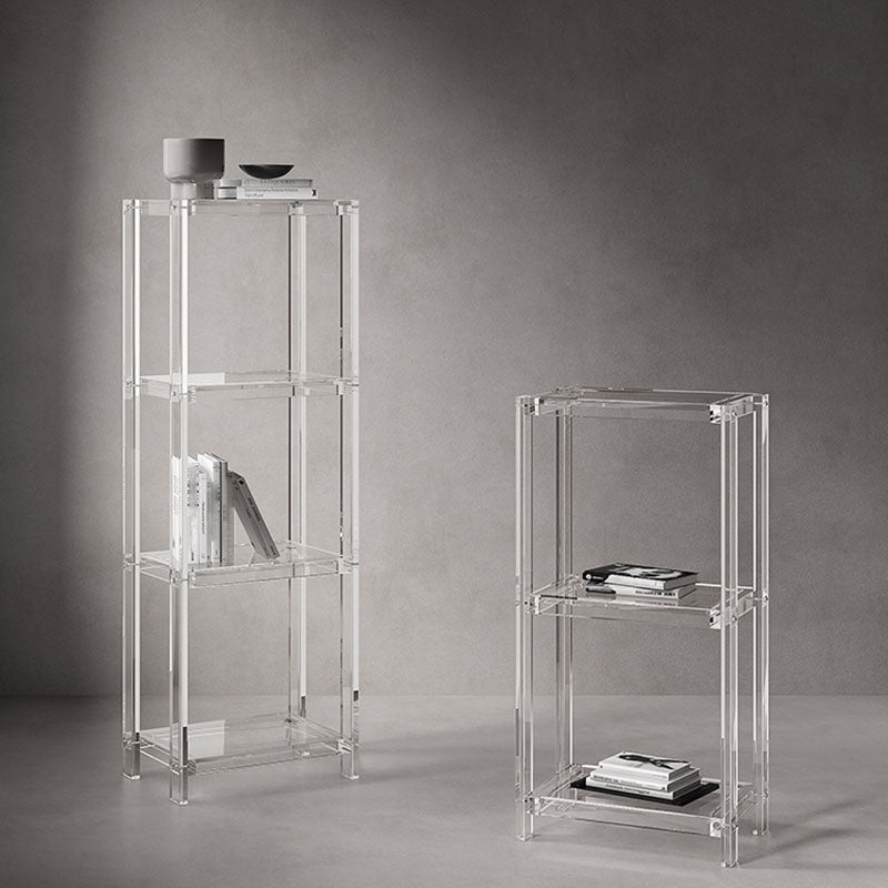 Contemporary Open Back Standard Bookshelf Acrylic Bookcase with Shelves