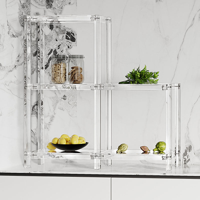 Contemporary Open Back Standard Bookshelf Acrylic Bookcase with Shelves