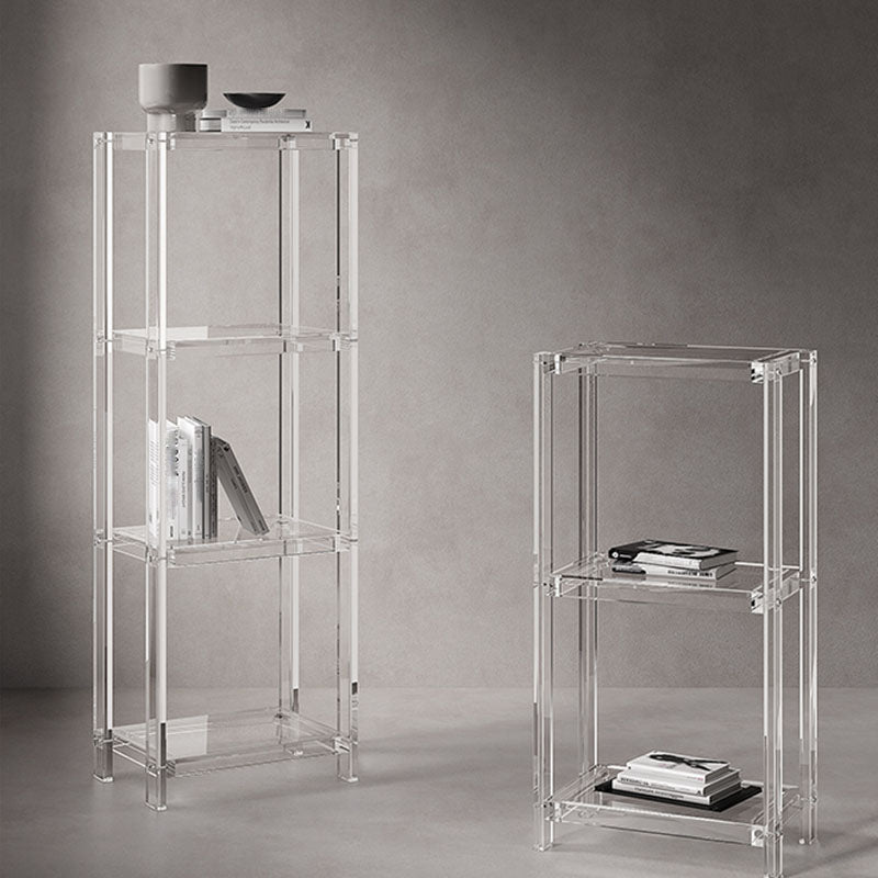 Contemporary Open Back Standard Bookshelf Acrylic Bookcase with Shelves