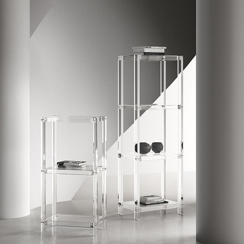 Contemporary Open Back Standard Bookshelf Acrylic Bookcase with Shelves