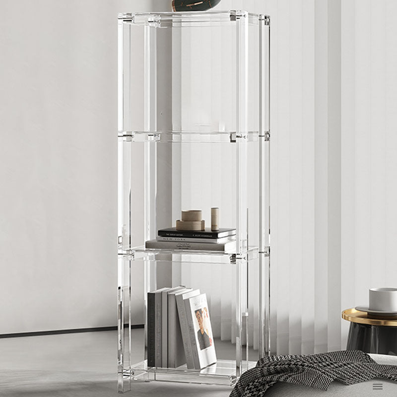 Contemporary Open Back Standard Bookshelf Acrylic Bookcase with Shelves