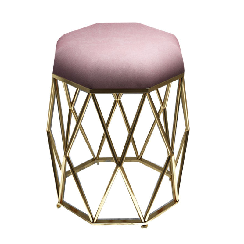 Luxury Ottoman Velvet Upholstered Solid Color Tear Resistant Round Ottoman with Metal Legs