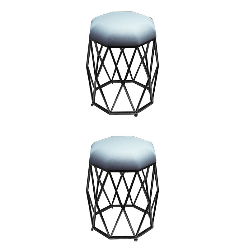 Luxury Ottoman Velvet Upholstered Solid Color Tear Resistant Round Ottoman with Metal Legs