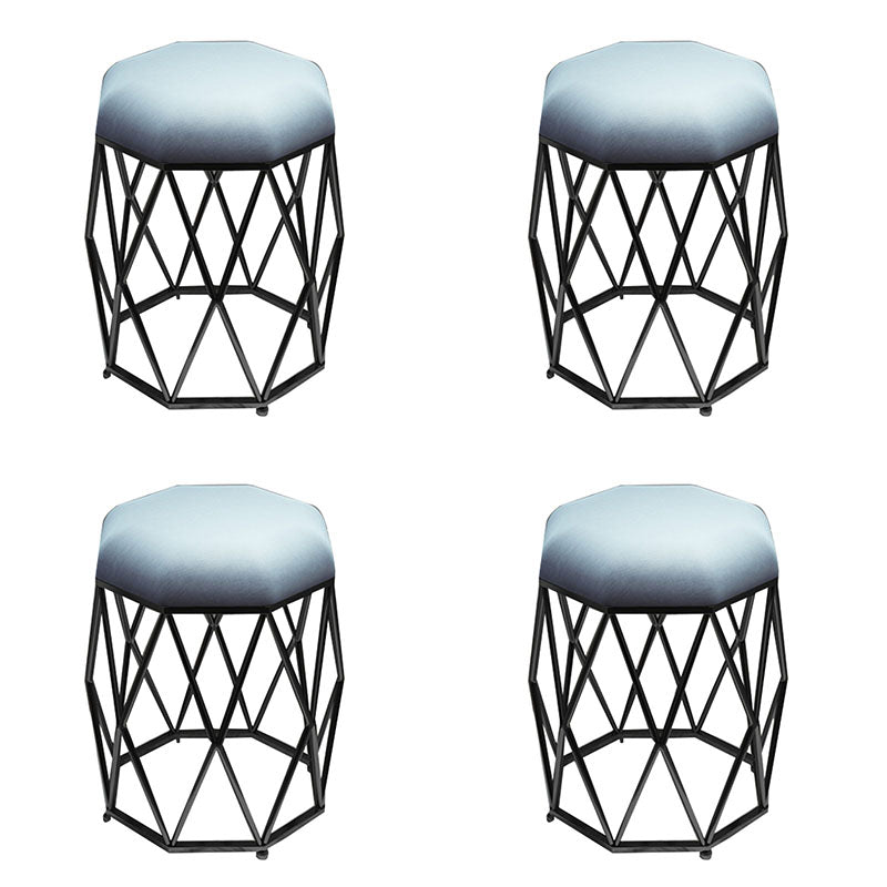 Luxury Ottoman Velvet Upholstered Solid Color Tear Resistant Round Ottoman with Metal Legs