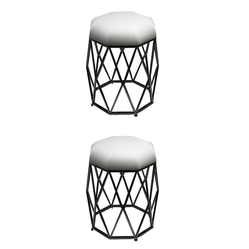 Luxury Ottoman Velvet Upholstered Solid Color Tear Resistant Round Ottoman with Metal Legs