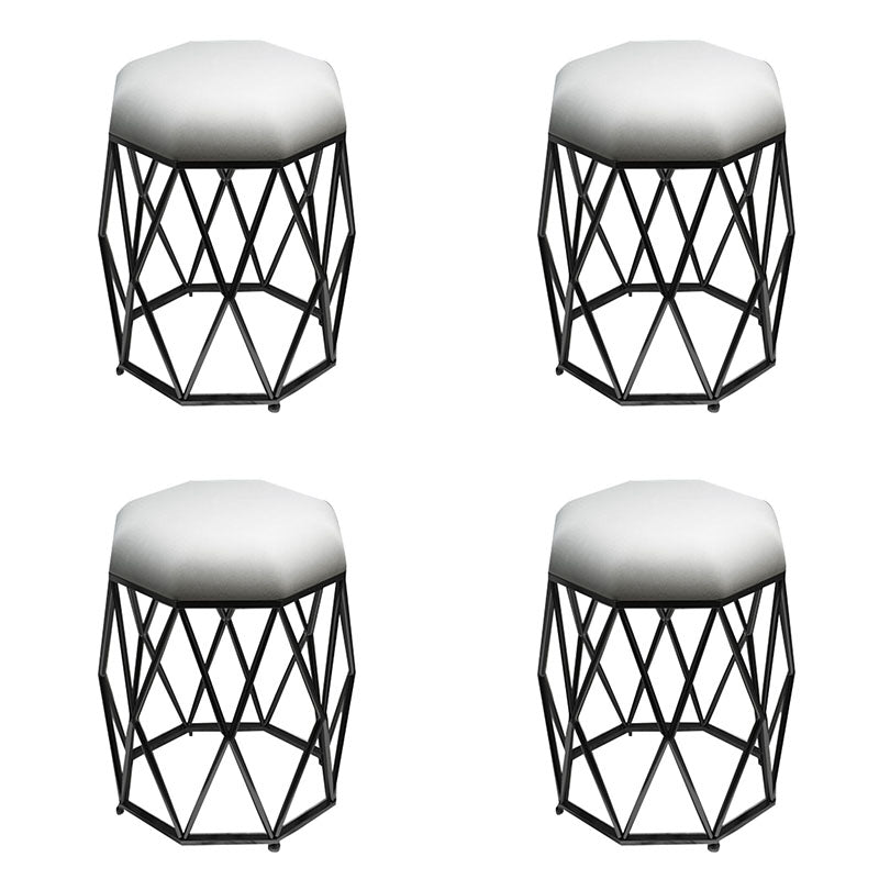 Luxury Ottoman Velvet Upholstered Solid Color Tear Resistant Round Ottoman with Metal Legs