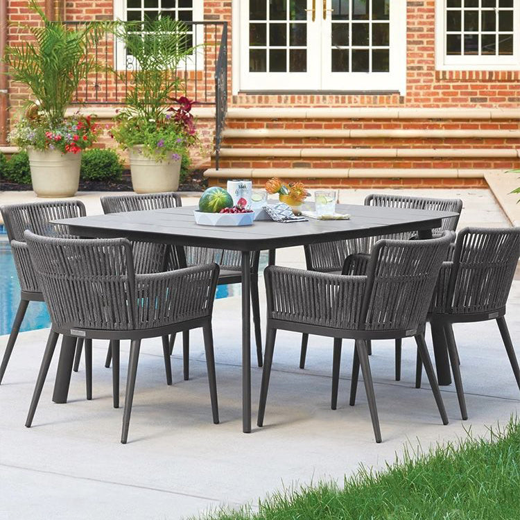 Industrial 1/3/5/7 Pcs Dining Set Metal Dining Table Set in Black