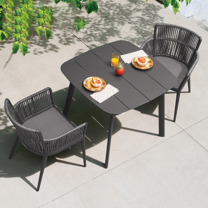 Industrial 1/3/5/7 Pcs Dining Set Metal Dining Table Set in Black
