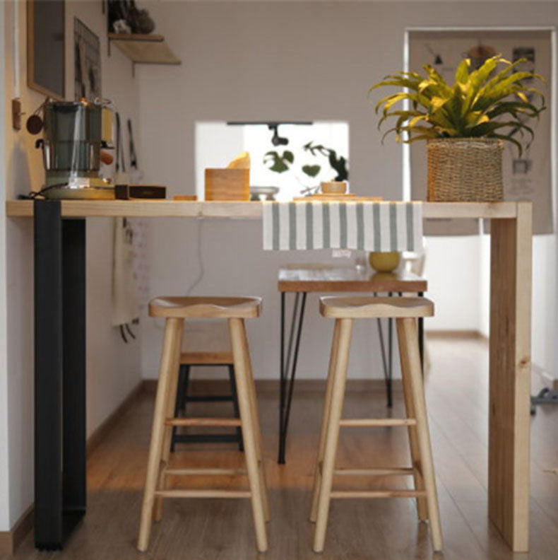 Industrial Indoor Bar Dining Table Rectangle Metal and Wood Bar Table