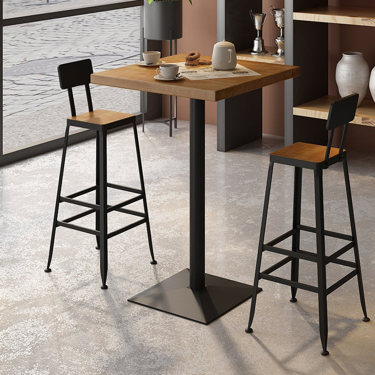 Indoor Industrial Bar Dining Table Square Metal and Wood Bar Table