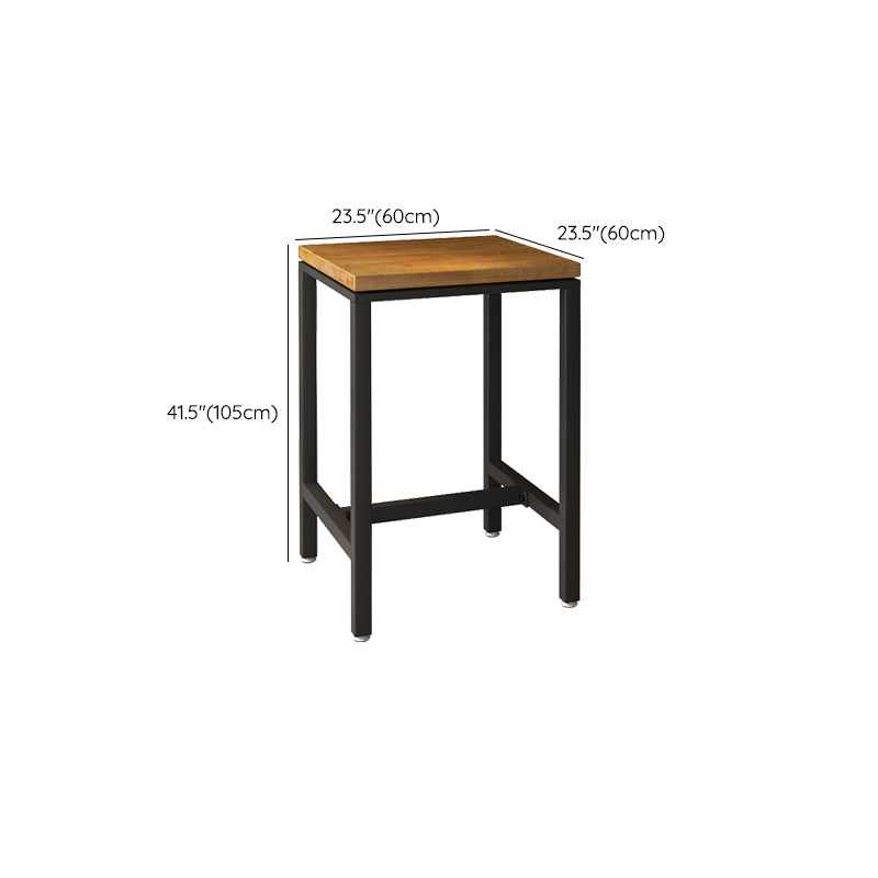 Industrial Indoor Bar Dining Table Square Metal and Wood Bar Table