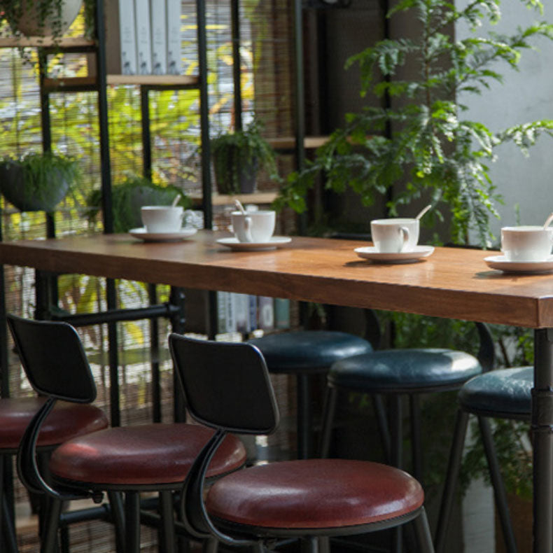 Industrial Style Bar Dining Table Indoor Metal and Wood Bar Table