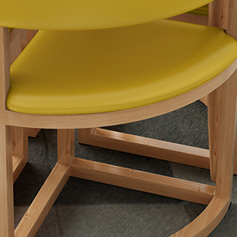 Natural Finish Round Dining Table Modern Dinette Table with 4 Legs
