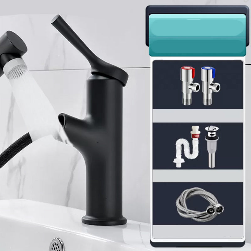 Vessel Sink Bathroom Faucet Lever Handle Low Arc with Pull down Sprayer