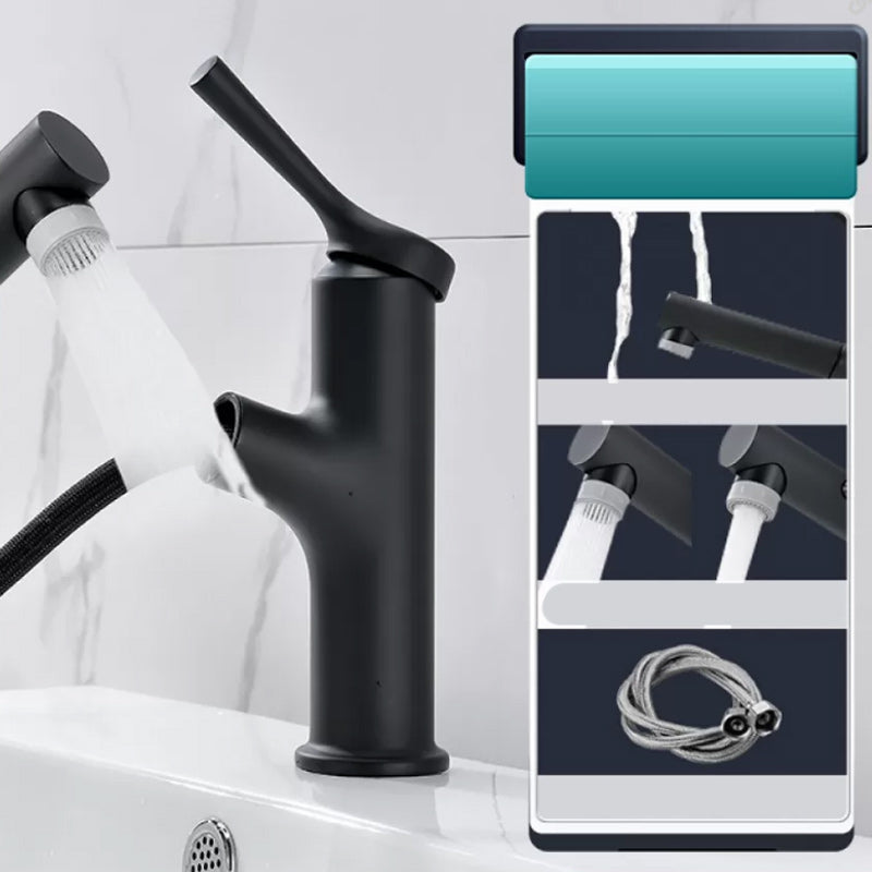 Vessel Sink Bathroom Faucet Lever Handle Low Arc with Pull down Sprayer