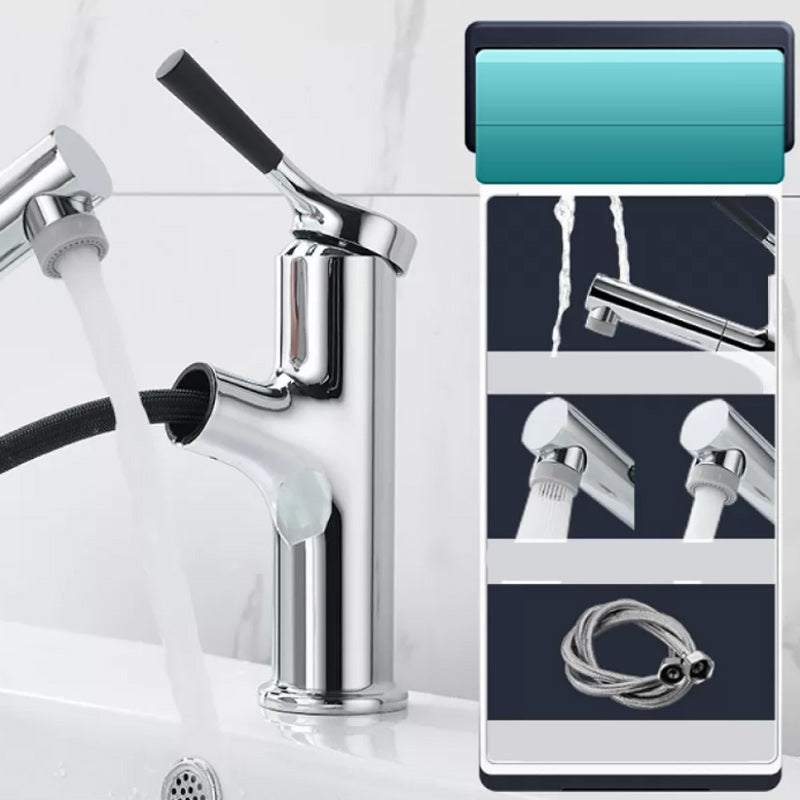 Vessel Sink Bathroom Faucet Lever Handle Low Arc with Pull down Sprayer