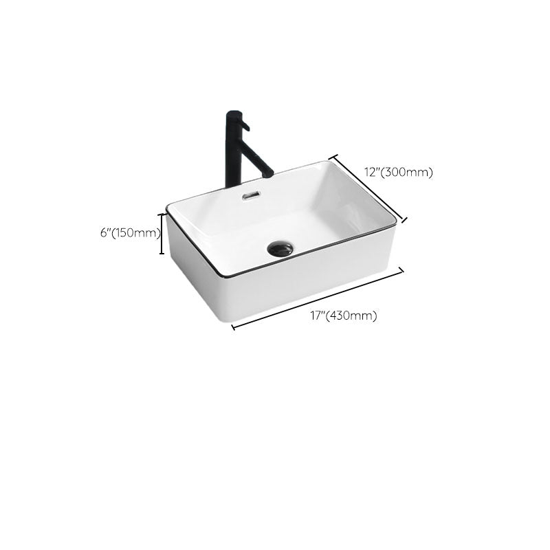 Bathroom Sink Ceramic Black Edging Anti-spill Rectangular Rod Single Handle Faucet Sink