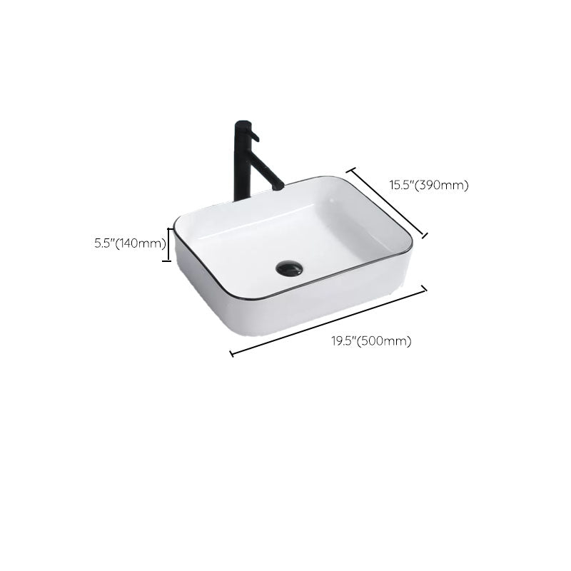 Bathroom Sink Ceramic Black Edging Anti-spill Rectangular Rod Single Handle Faucet Sink