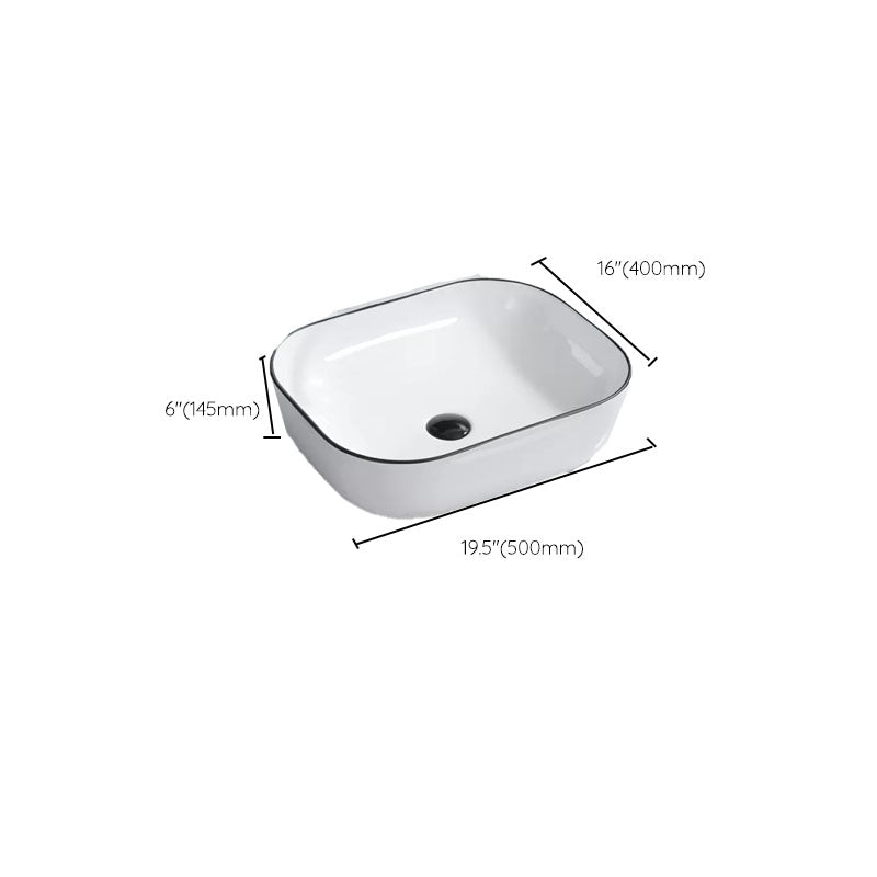Bathroom Sink Ceramic Black Edging Anti-spill Rectangular Rod Single Handle Faucet Sink