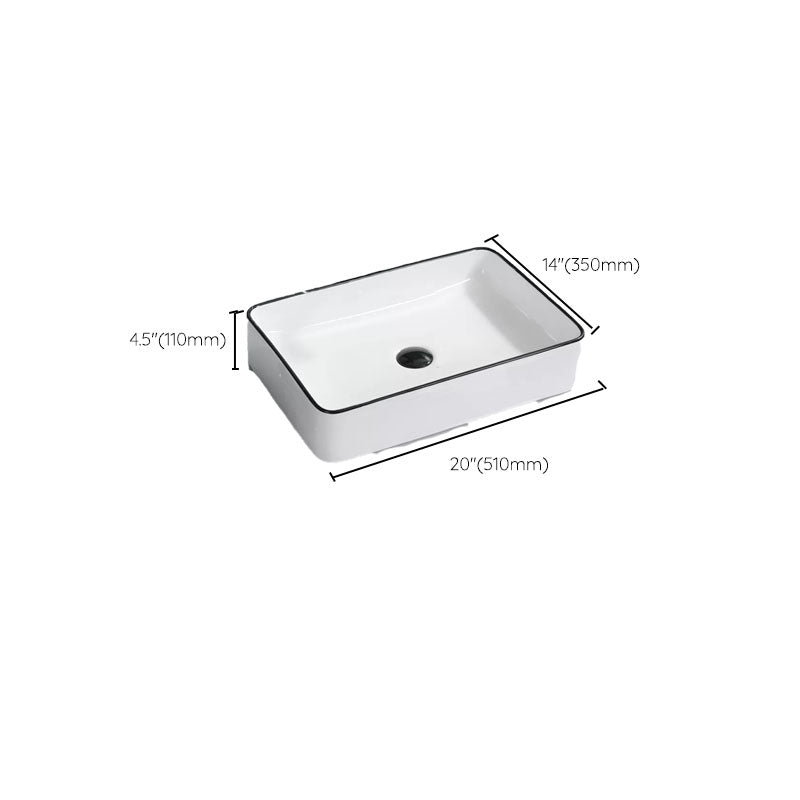 Bathroom Sink Ceramic Black Edging Anti-spill Rectangular Rod Single Handle Faucet Sink