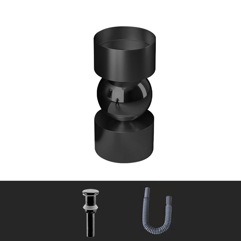 Contemporary Bathroom Sink with Pop-Up Drain Metal Round Pedestal Bathroom Sink