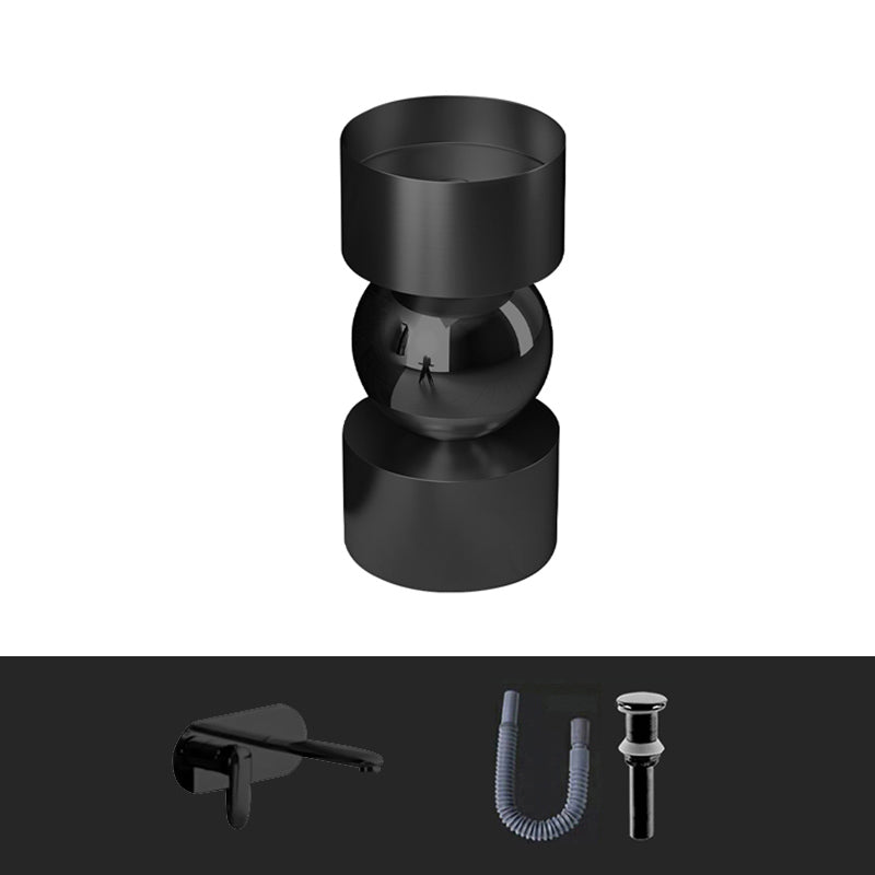 Contemporary Bathroom Sink with Pop-Up Drain Metal Round Pedestal Bathroom Sink