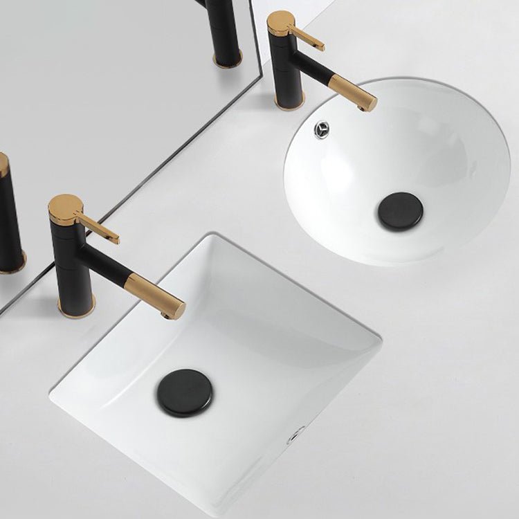 Traditional Undermount Bathroom Sink Round Porcelain Shut-Off Valve Included Basin Sink