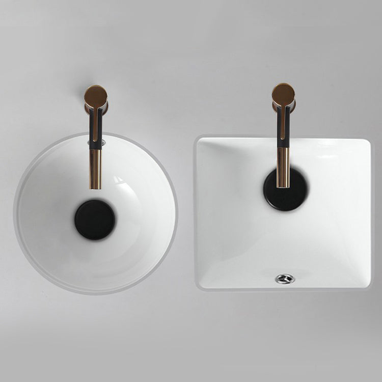 Traditional Undermount Bathroom Sink Round Porcelain Shut-Off Valve Included Basin Sink