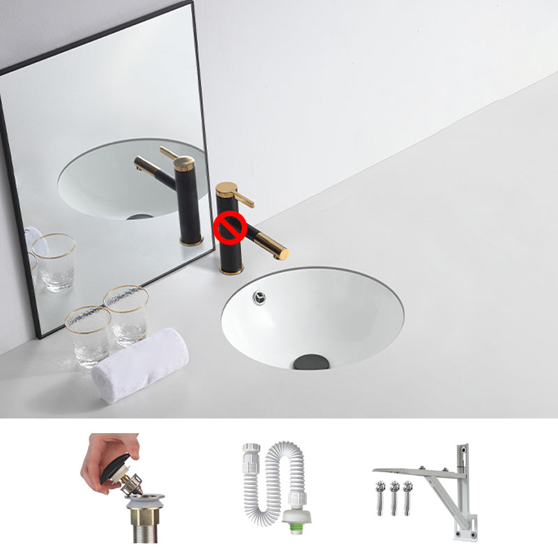 Traditional Undermount Bathroom Sink Round Porcelain Shut-Off Valve Included Basin Sink