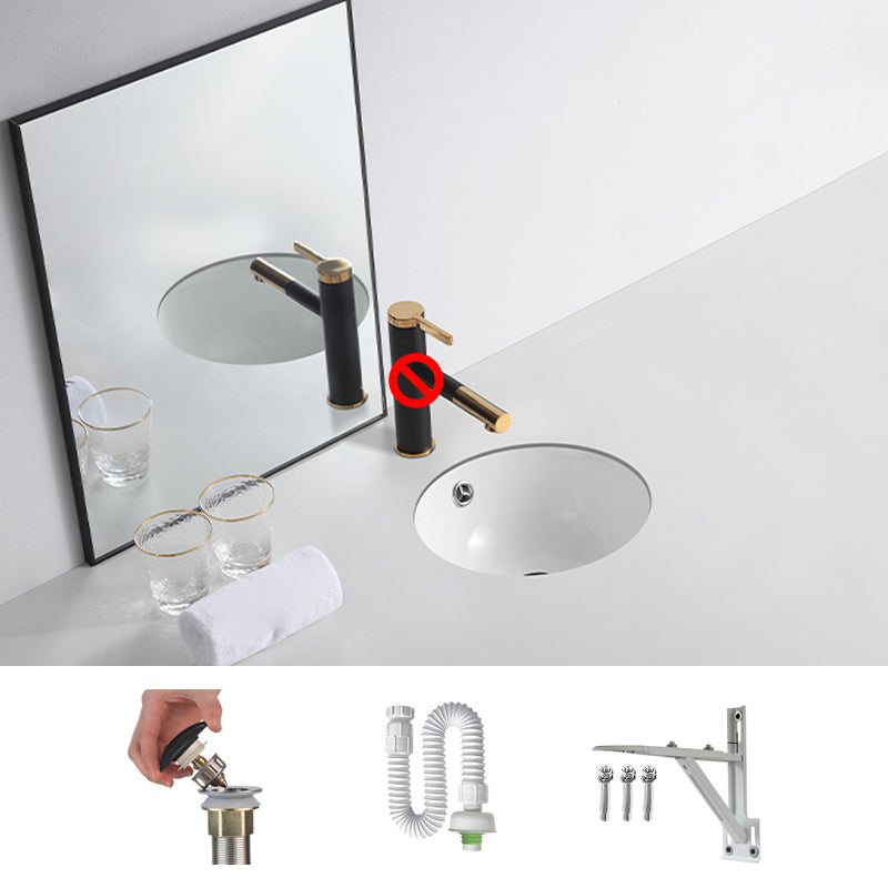Traditional Undermount Bathroom Sink Round Porcelain Shut-Off Valve Included Basin Sink