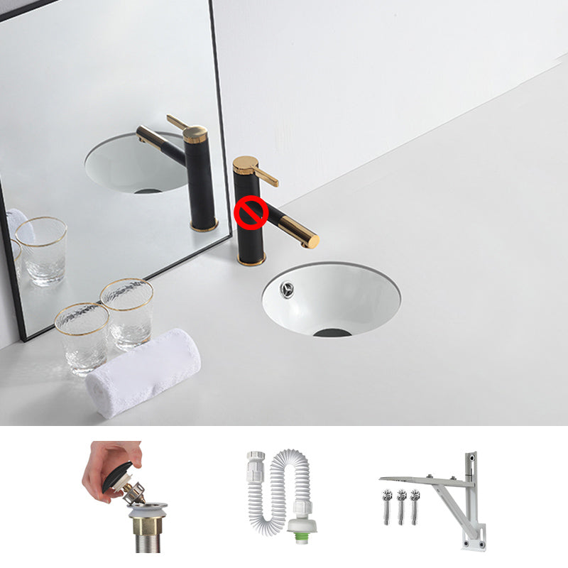 Traditional Undermount Bathroom Sink Round Porcelain Shut-Off Valve Included Basin Sink