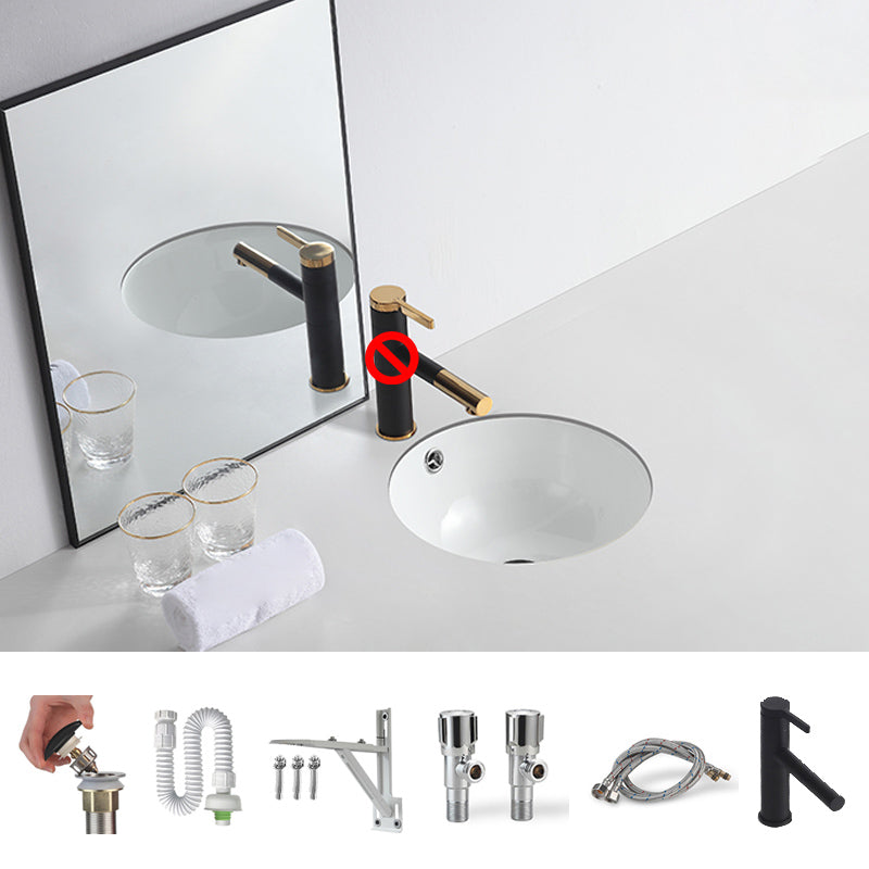 Traditional Undermount Bathroom Sink Round Porcelain Shut-Off Valve Included Basin Sink