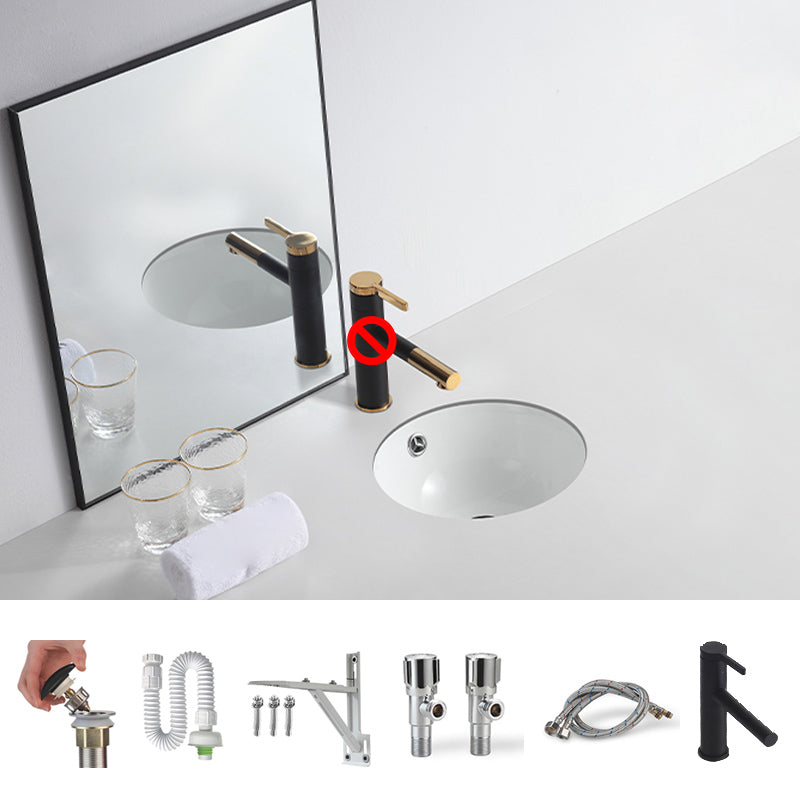 Traditional Undermount Bathroom Sink Round Porcelain Shut-Off Valve Included Basin Sink