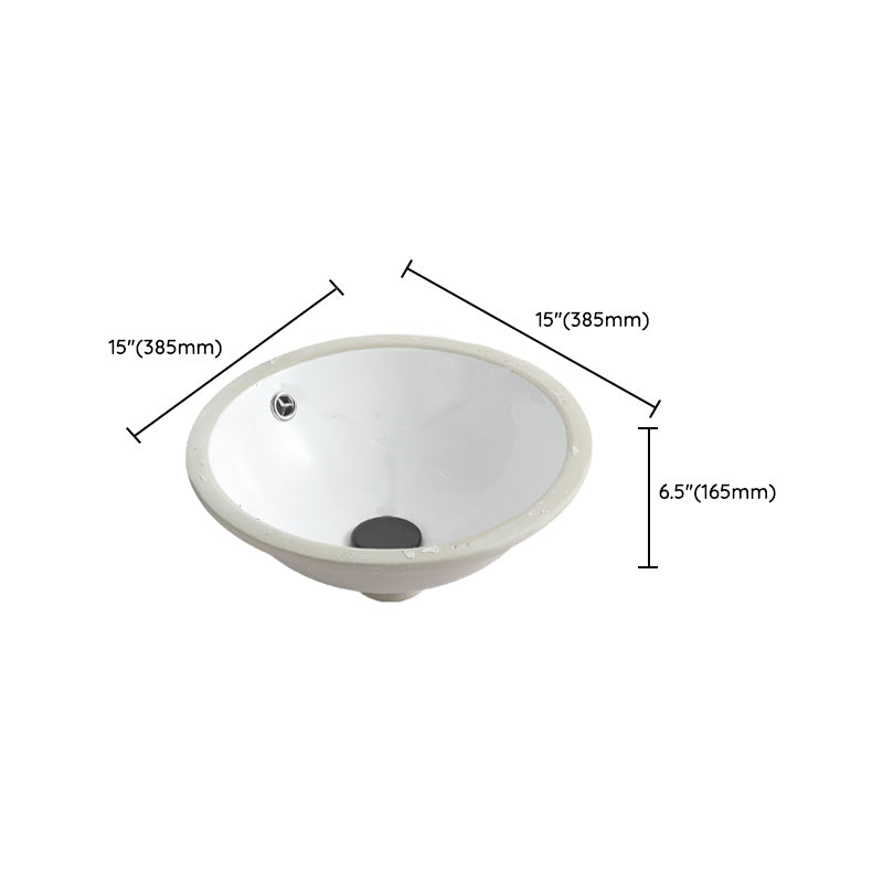 Traditional Undermount Bathroom Sink Round Porcelain Shut-Off Valve Included Basin Sink