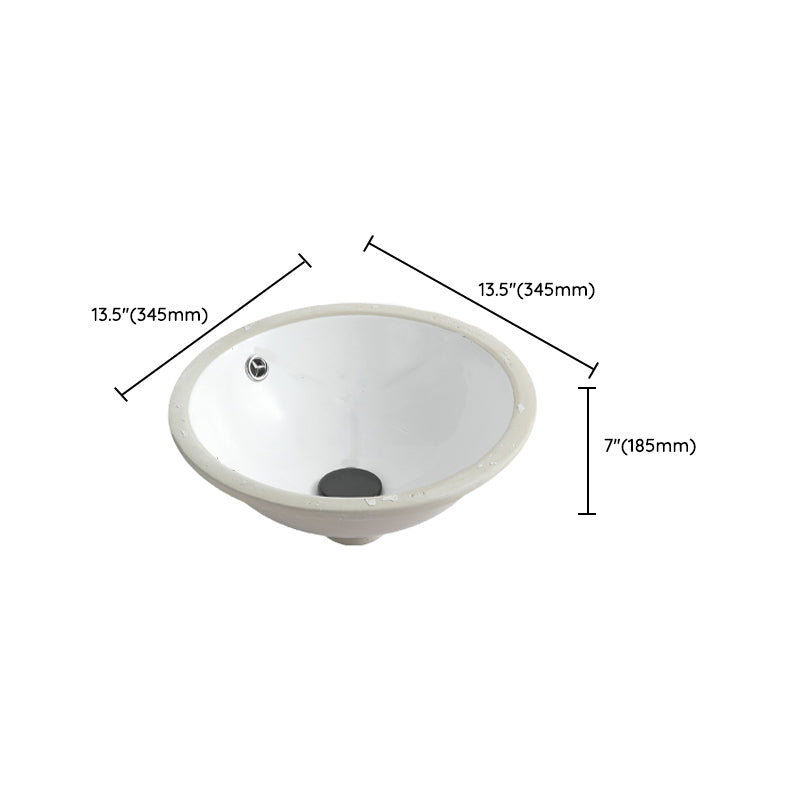 Traditional Undermount Bathroom Sink Round Porcelain Shut-Off Valve Included Basin Sink