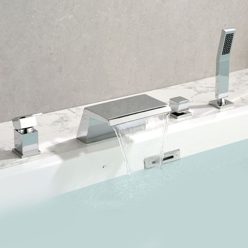 Brass Roman Bathtub Faucet Waterfall Spout Tub Faucet with Hand Shower