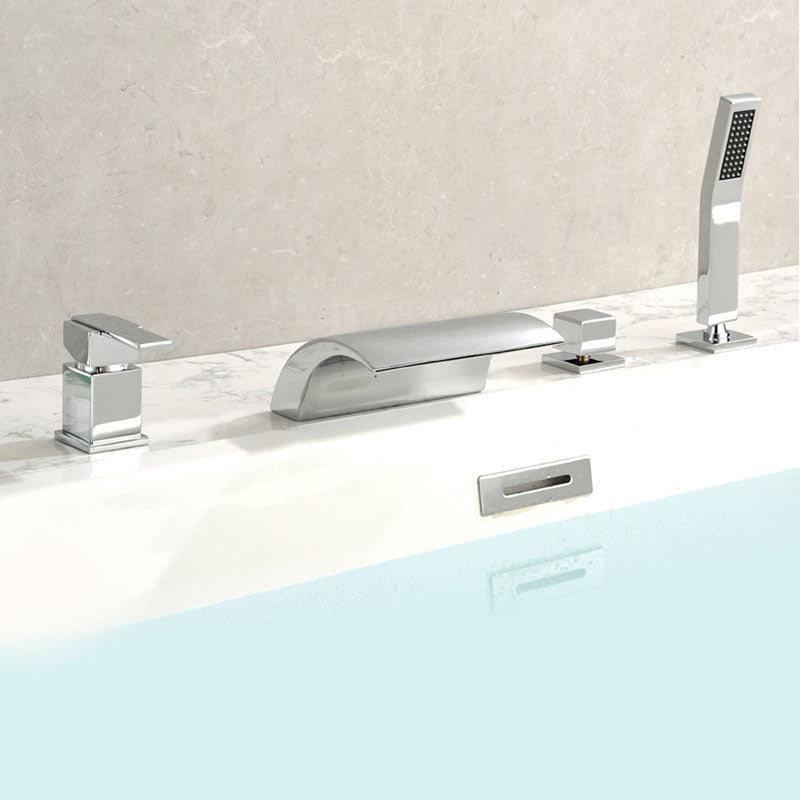Brass Roman Bathtub Faucet Waterfall Spout Tub Faucet with Hand Shower
