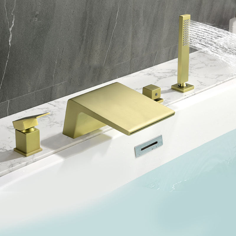 Brass Roman Bathtub Faucet Waterfall Spout Tub Faucet with Hand Shower