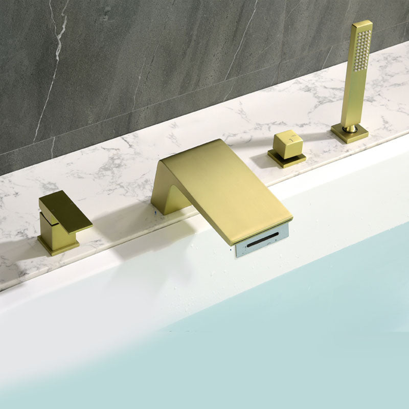 Brass Roman Bathtub Faucet Waterfall Spout Tub Faucet with Hand Shower