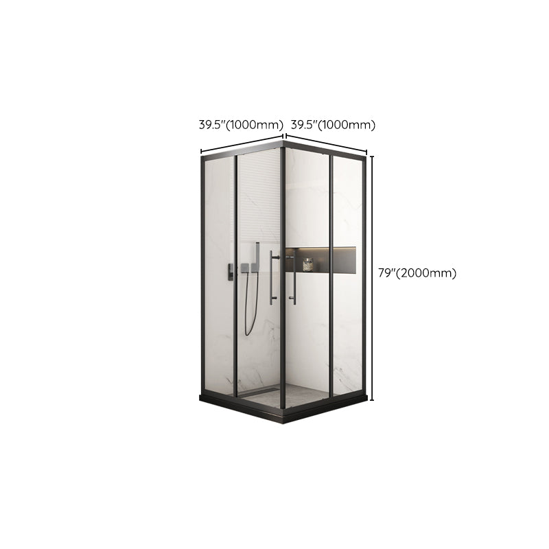 Black Framed Shower Doors Double Sliding Tempered Shower Bath Door