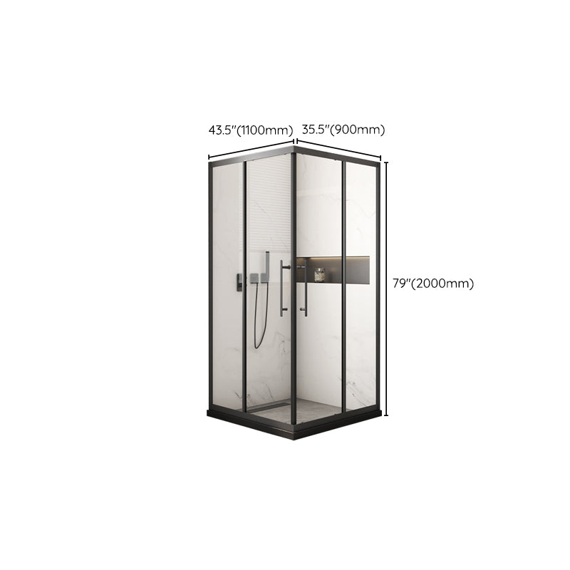 Black Framed Shower Doors Double Sliding Tempered Shower Bath Door