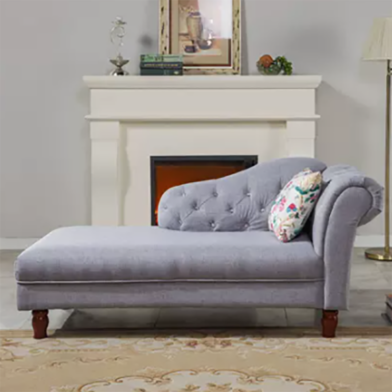 Living Room Velvet Rolled Arms Chaise Modern Chaise Lounge with Upholster
