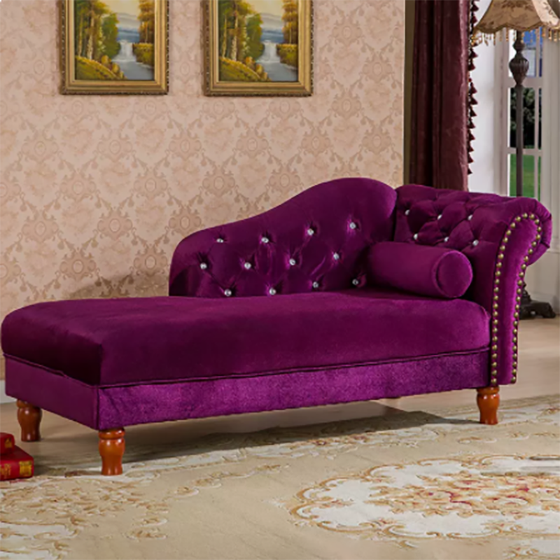 Living Room Velvet Rolled Arms Chaise Modern Chaise Lounge with Upholster
