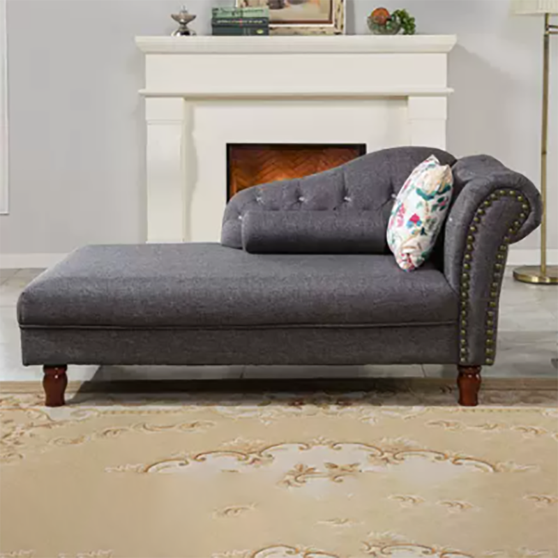 Living Room Velvet Rolled Arms Chaise Modern Chaise Lounge with Upholster